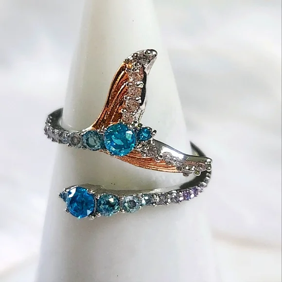 NWT Bomb Party 'Atlantis Bound' Mixed Metal Multicolor Wrap Ring - Size 9 - Picture 6 of 11